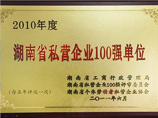 2010 top 100 private enterprises in hunan province units